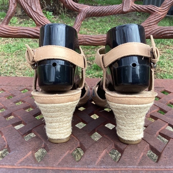 Aerosoles Leather T-Strap Jute Covered Kitten Heel Ankle Strap Open Toe Sandal - Picture 7 of 9